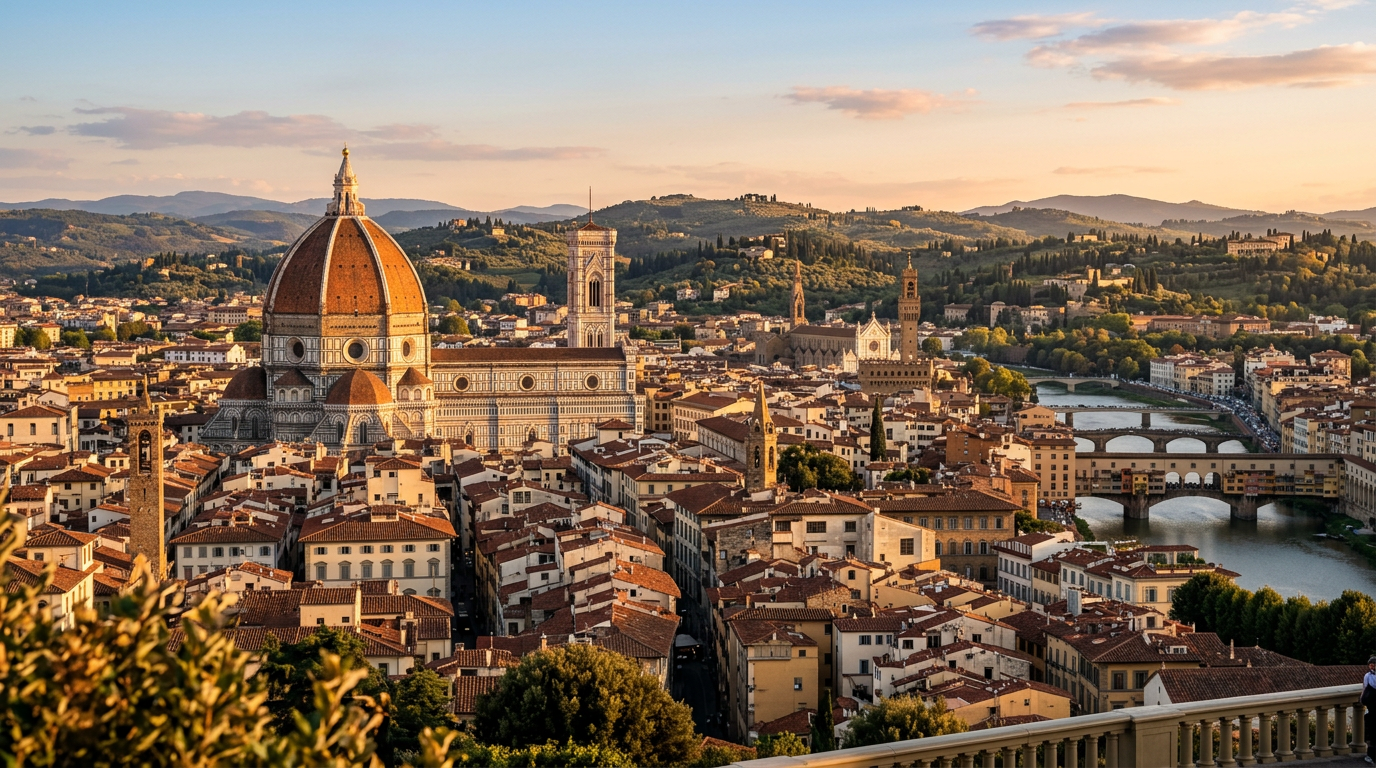 Panorama di Firenze con il Duomo di Santa Maria del Fiore e i tetti della citta